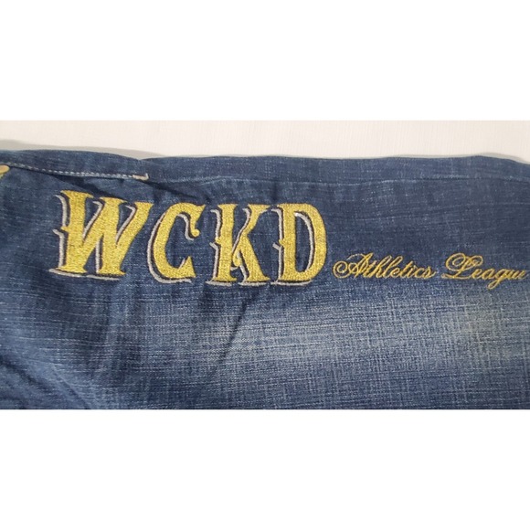 Wckd Jeans Gold Embroidered Denim Y2k Womens Size 9 Straight Cut Stretch Comfort - Picture 4 of 8